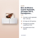 BLOC DE MÚSICA CUARTO APAISADO, 20 HOJAS 100 G, PENTAGRAMA PAUTADO CUADRICULADO 3 MM - características principales