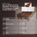 BLOC DE MÚSICA CUARTO APAISADO, 20 HOJAS 100 G, PENTAGRAMA PAUTADO CUADRICULADO 3 MM - resumen de atributos