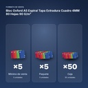 BLOC OXFORD A5 ESPIRAL TAPA EXTRADURA CUADRO 4MM 80 HOJAS 90 G/M² - formato de venta: paquete de 5, caja de 50, palé de 1350