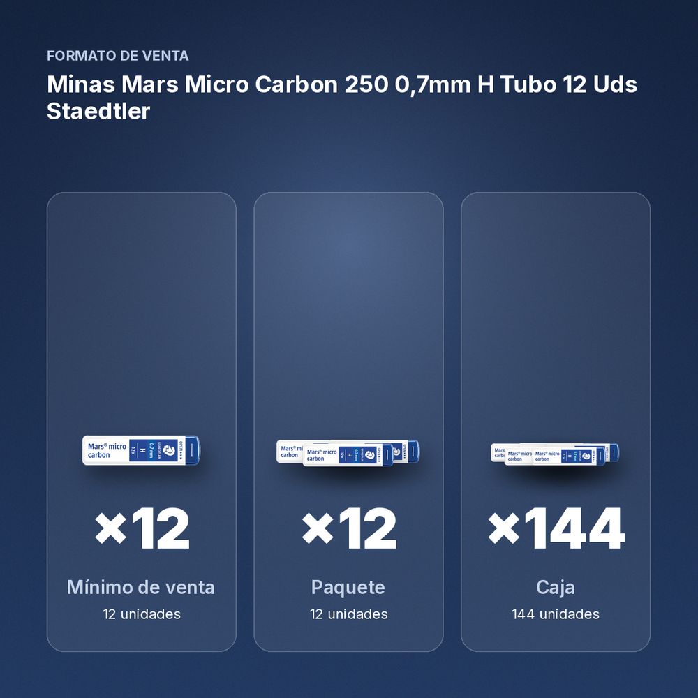 MINAS MARS MICRO CARBON 250 0,7MM H TUBO 12 UDS STAEDTLER - formato de venta: paquete de 12, caja de 144