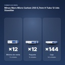 MINAS MARS MICRO CARBON 250 0,7MM H TUBO 12 UDS STAEDTLER - formato de venta: paquete de 12, caja de 144