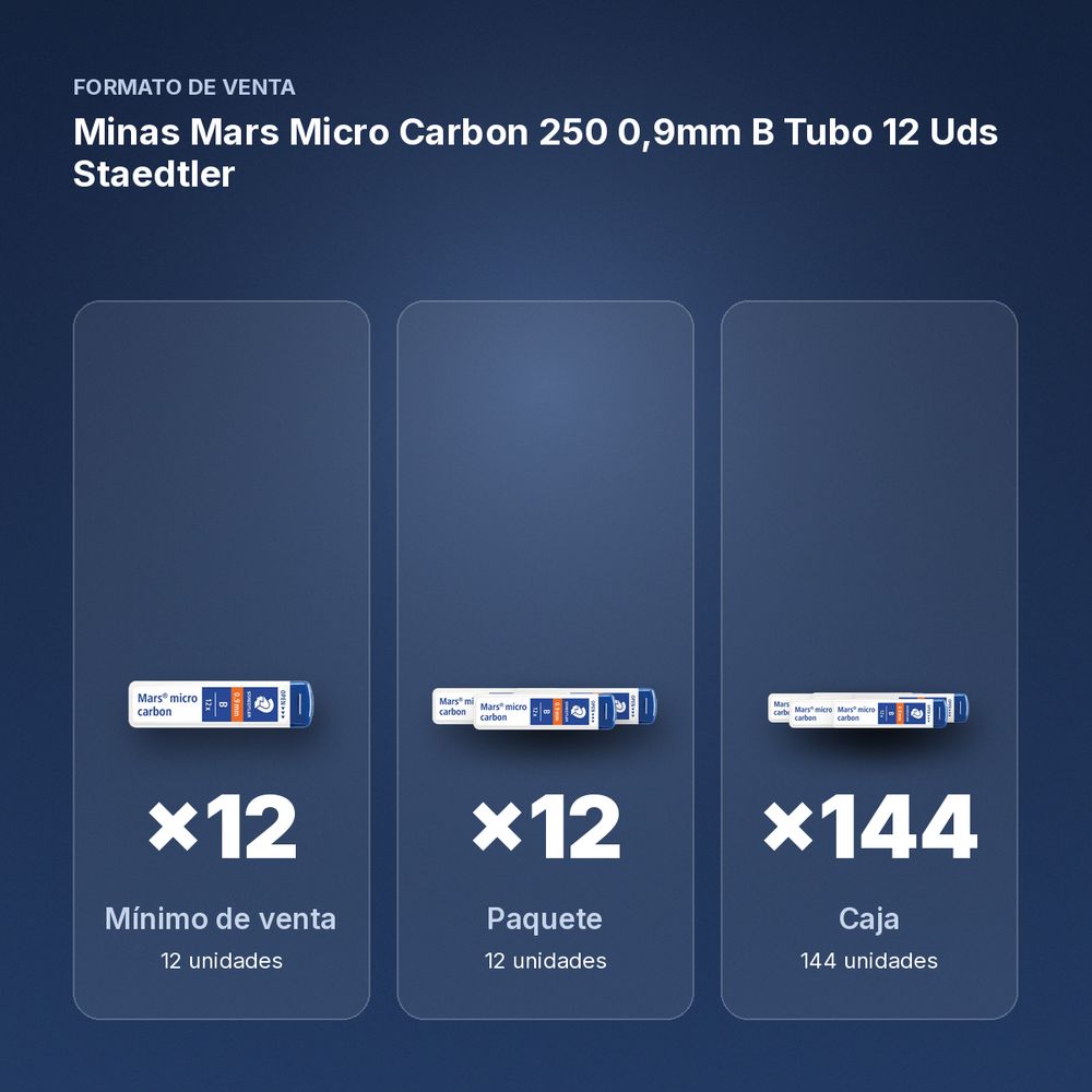 MINAS MARS MICRO CARBON 250 0,9MM B TUBO 12 UDS STAEDTLER - formato de venta: paquete de 12, caja de 144
