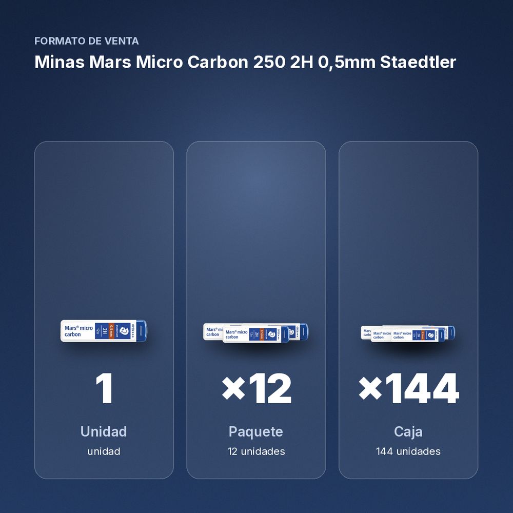 MINAS MARS MICRO CARBON 250 2H 0,5MM STAEDTLER - formato de venta: paquete de 12, caja de 144