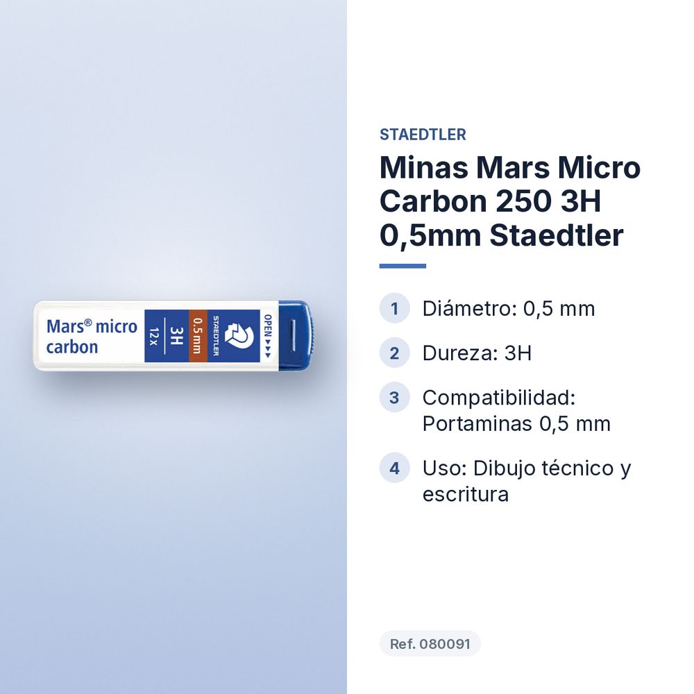 MINAS MARS MICRO CARBON 250 3H 0,5MM STAEDTLER - características principales