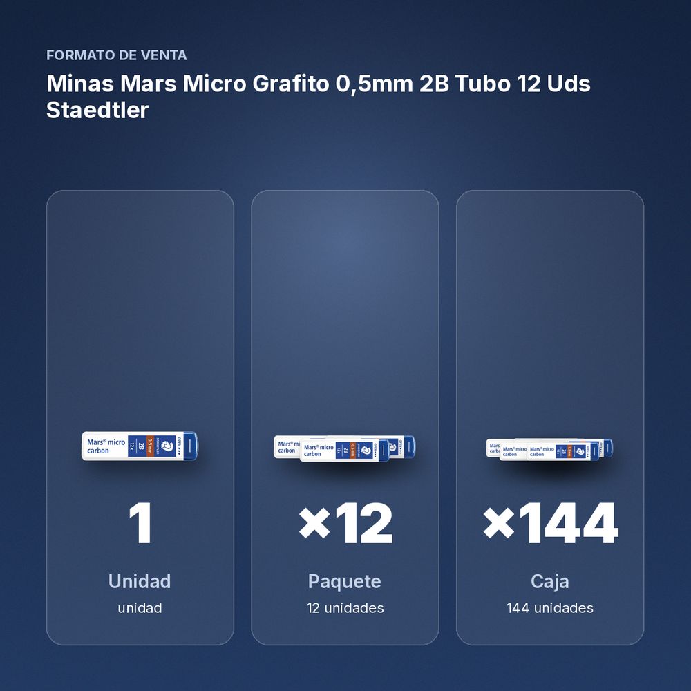 MINAS MARS MICRO GRAFITO 0,5MM  2B TUBO 12 UDS STAEDTLER - formato de venta: paquete de 12, caja de 144