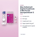 BLOC OXFORD A4+ ESPIRAL CUADRÍCULA 5 MM FUCSIA (EUROPEANBOOK 1)  - características principales