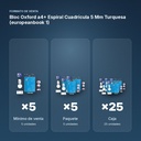 BLOC OXFORD A4+ ESPIRAL CUADRÍCULA 5 MM TURQUESA (EUROPEANBOOK 1)  - formato de venta: paquete de 5, caja de 25, palé de 600