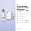 BLOC OXFORD A4+ ESPIRAL CUADRÍCULA 5 MM BLANCO (EUROPEANBOOK 1)  - características principales