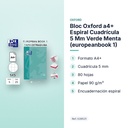 BLOC OXFORD A4+ ESPIRAL CUADRÍCULA 5 MM VERDE MENTA (EUROPEANBOOK 1)  - características principales