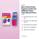 BLOC OXFORD FOLIO ESPIRAL CUADRÍCULA 4MM 80 HOJAS TAPA BÁSICA PACK 4+1 - características principales