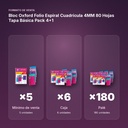 BLOC OXFORD FOLIO ESPIRAL CUADRÍCULA 4MM 80 HOJAS TAPA BÁSICA PACK 4+1 - formato de venta: caja de 6, palé de 180