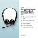 AURICULARES IGGUAL CON MICRO DUAL TECH USB 3,5MM - características principales