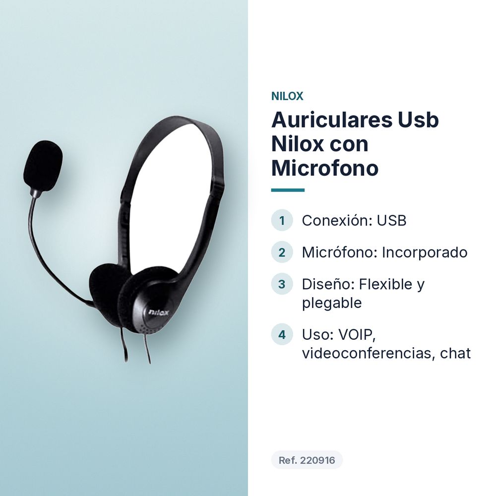 AURICULARES USB NILOX CON MICROFONO - características principales