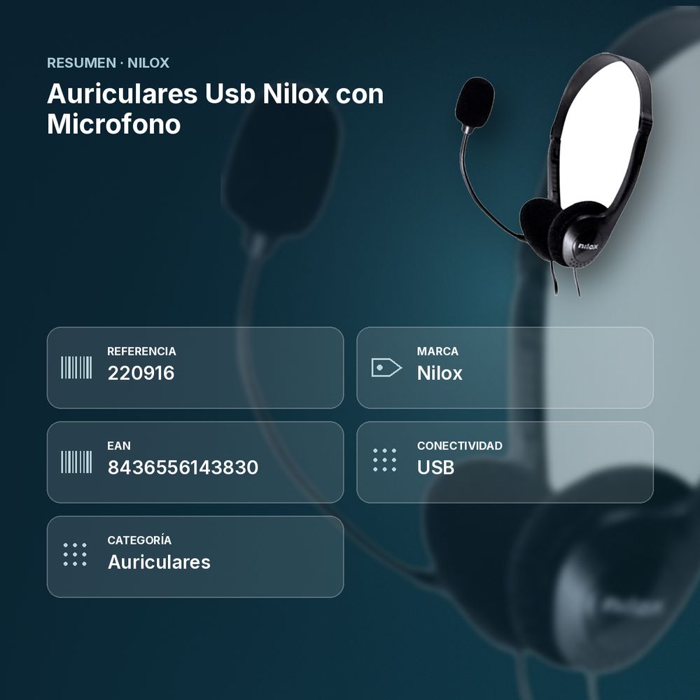 AURICULARES USB NILOX CON MICROFONO - resumen de atributos