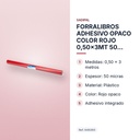 FORRALIBROS ADHESIVO OPACO COLOR ROJO 0,50x3MT 50 MICRAS SADIPAL - características principales