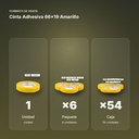 CINTA ADHESIVA 66X19 AMARILLO - formato de venta: paquete de 6, caja de 54