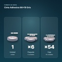 CINTA ADHESIVA 66X19 GRIS - formato de venta: paquete de 6, caja de 54
