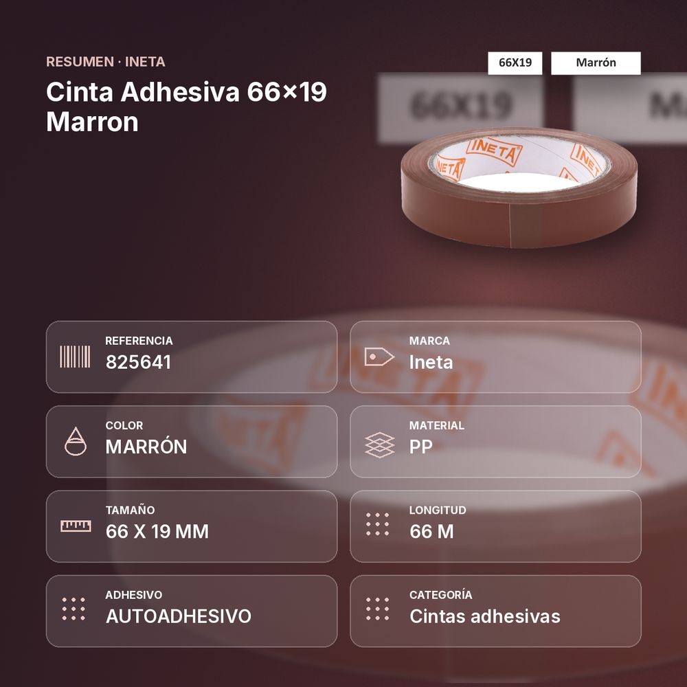 CINTA ADHESIVA 66X19 MARRON - resumen de atributos