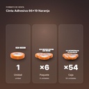CINTA ADHESIVA 66X19 NARANJA - formato de venta: paquete de 6, caja de 54