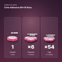 CINTA ADHESIVA 66X19 ROSA - formato de venta: paquete de 6, caja de 54