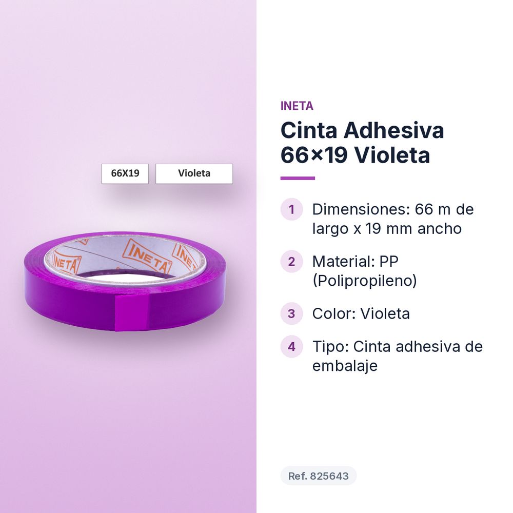 CINTA ADHESIVA 66X19 VIOLETA - características principales