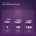 CINTA ADHESIVA 66X19 VIOLETA - formato de venta: paquete de 6, caja de 54