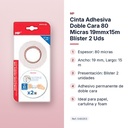CINTA ADHESIVA DOBLE CARA 80 MICRAS 19MMX15M BLÍSTER 2 UDS - características principales