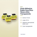 CINTA ADHESIVA DOBLE CARA PLICO 15MM×20M  TRANSPARENTE  - características principales