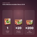 CINTA ADHESIVA INVISIBLE 19MM×33 M  - formato de venta: paquete de 20, caja de 200, palé de 5400