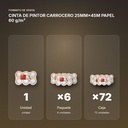 CINTA DE PINTOR CARROCERO 25MM×45M PAPEL 60 g/m² - formato de venta: paquete de 6, caja de 72, palé de 1944