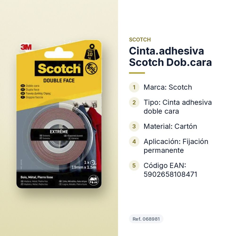 CINTA.ADHESIVA SCOTCH DOB.CARA - características principales