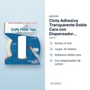 CINTA ADHESIVA TRANSPARENTE DOBLE CARA CON DISPENSADOR 6MMX25M  - características principales