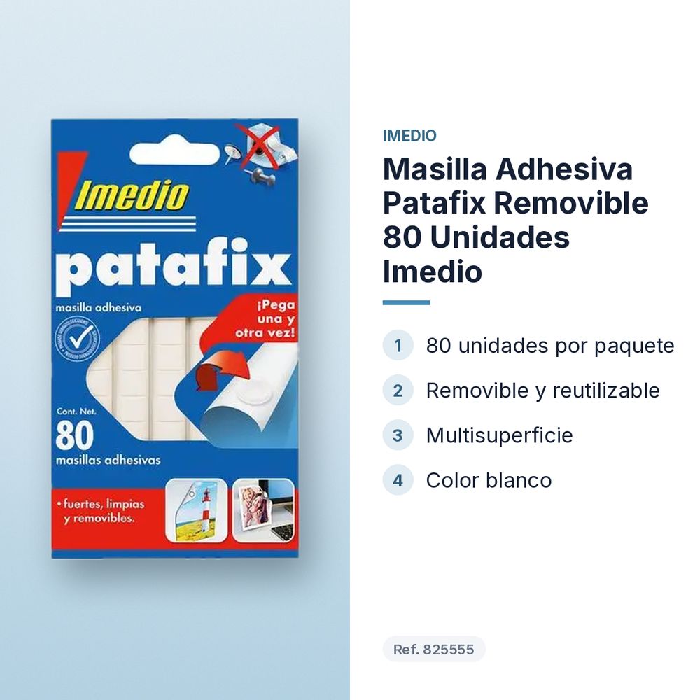 MASILLA ADHESIVA PATAFIX REMOVIBLE 80 UNIDADES IMEDIO - características principales