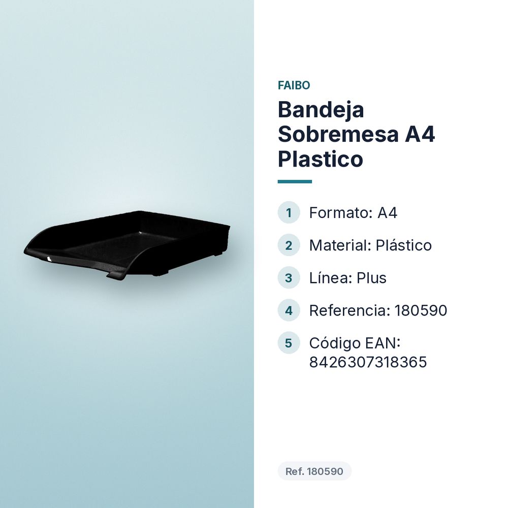 BANDEJA SOBREMESA A4 PLASTICO  - características principales
