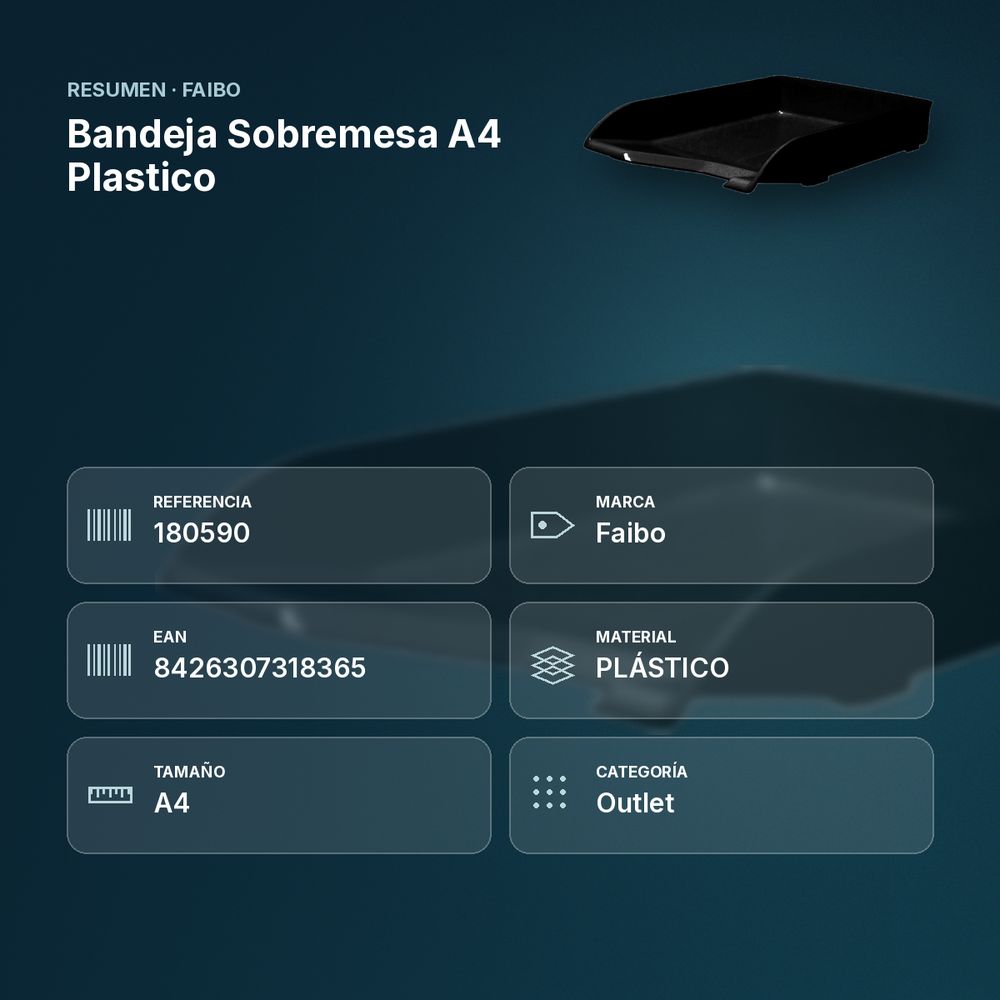 BANDEJA SOBREMESA A4 PLASTICO  - resumen de atributos