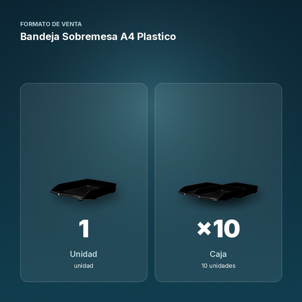 BANDEJA SOBREMESA A4 PLASTICO  - formato de venta: caja de 10