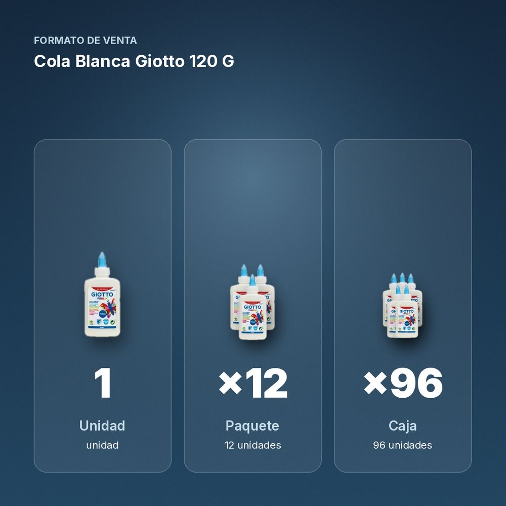 COLA BLANCA GIOTTO 120 G  - formato de venta: paquete de 12, caja de 96