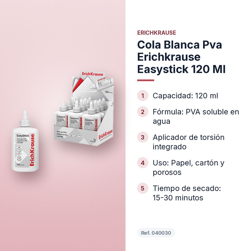 COLA BLANCA PVA ERICHKRAUSE EASYSTICK 120 ML - características principales