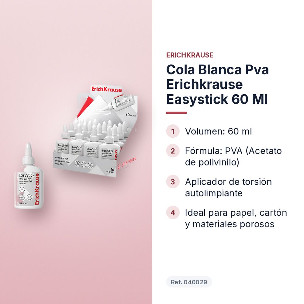 COLA BLANCA PVA ERICHKRAUSE EASYSTICK 60 ML  - características principales