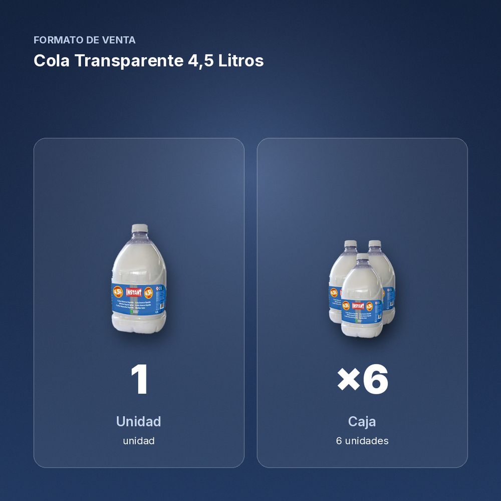 COLA TRANSPARENTE 4,5 LITROS - formato de venta: caja de 6