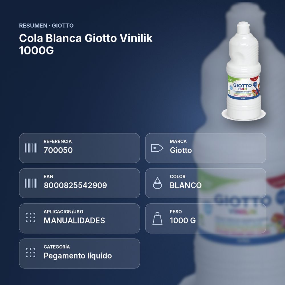 COLA BLANCA GIOTTO VINILIK 1000G - resumen de atributos