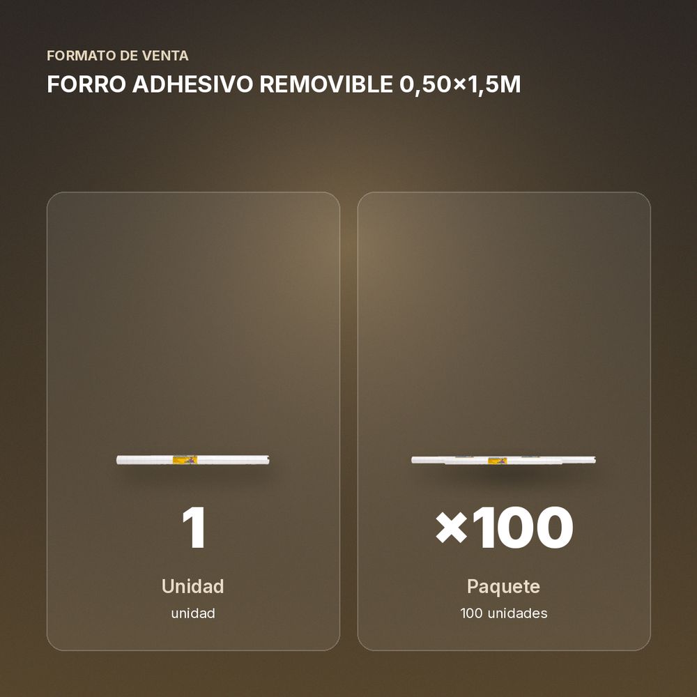 FORRO ADHESIVO REMOVIBLE 0,50x1,5M - formato de venta: paquete de 100