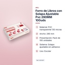 FORRO DE LIBROS CON SOLAPA AJUSTABLE PVC 290MM 100UDS - características principales
