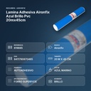 LAMINA ADHESIVA AIRONFIX AZUL BRILLO PVC 20MX45CM - resumen de atributos