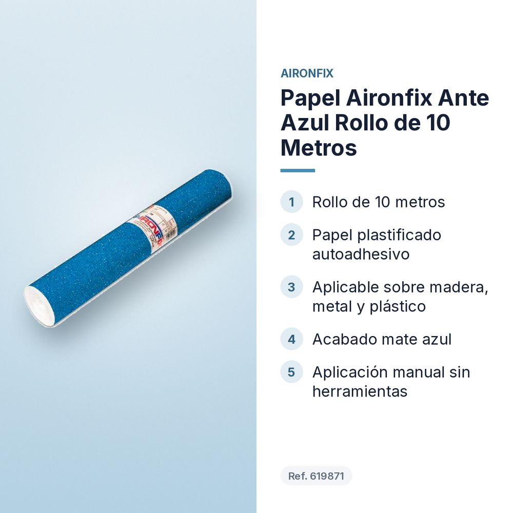 PAPEL AIRONFIX ANTE AZUL ROLLO DE 10 METROS - características principales