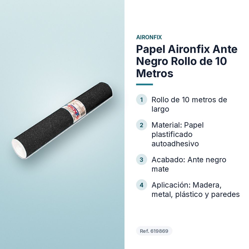 PAPEL AIRONFIX ANTE NEGRO ROLLO DE 10 METROS - características principales