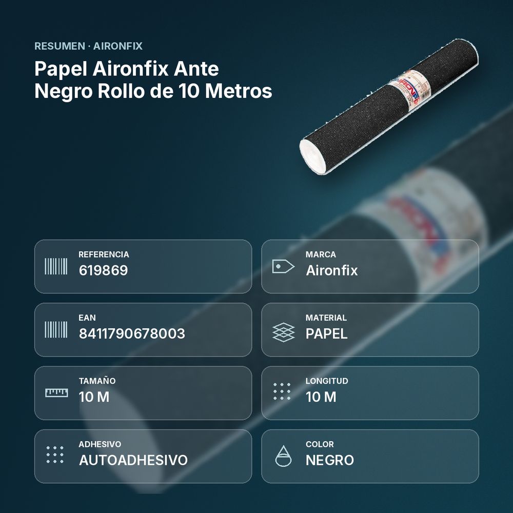 PAPEL AIRONFIX ANTE NEGRO ROLLO DE 10 METROS - resumen de atributos
