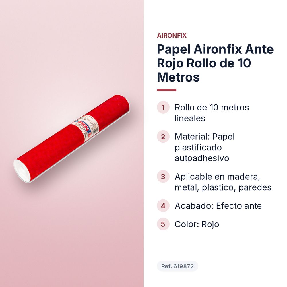 PAPEL AIRONFIX ANTE ROJO ROLLO DE 10 METROS - características principales