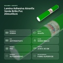 LAMINA ADHESIVA AIRONFIX VERDE BRILLO PVC 20MX45CM - resumen de atributos