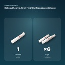 ROLLO ADHESIVO AIRON FIX 20M TRANSPARENTE MATE - formato de venta: caja de 6